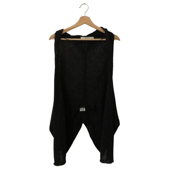 Y2K Costa Blanca Sleeveless Open Front Cardigan Sweater Vest Long Black Small - Picture 2 of 12